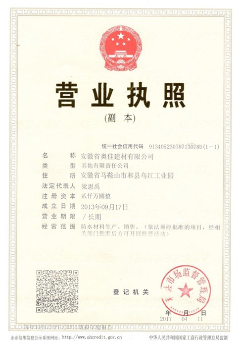 安徽奧佳營業(yè)執(zhí)照